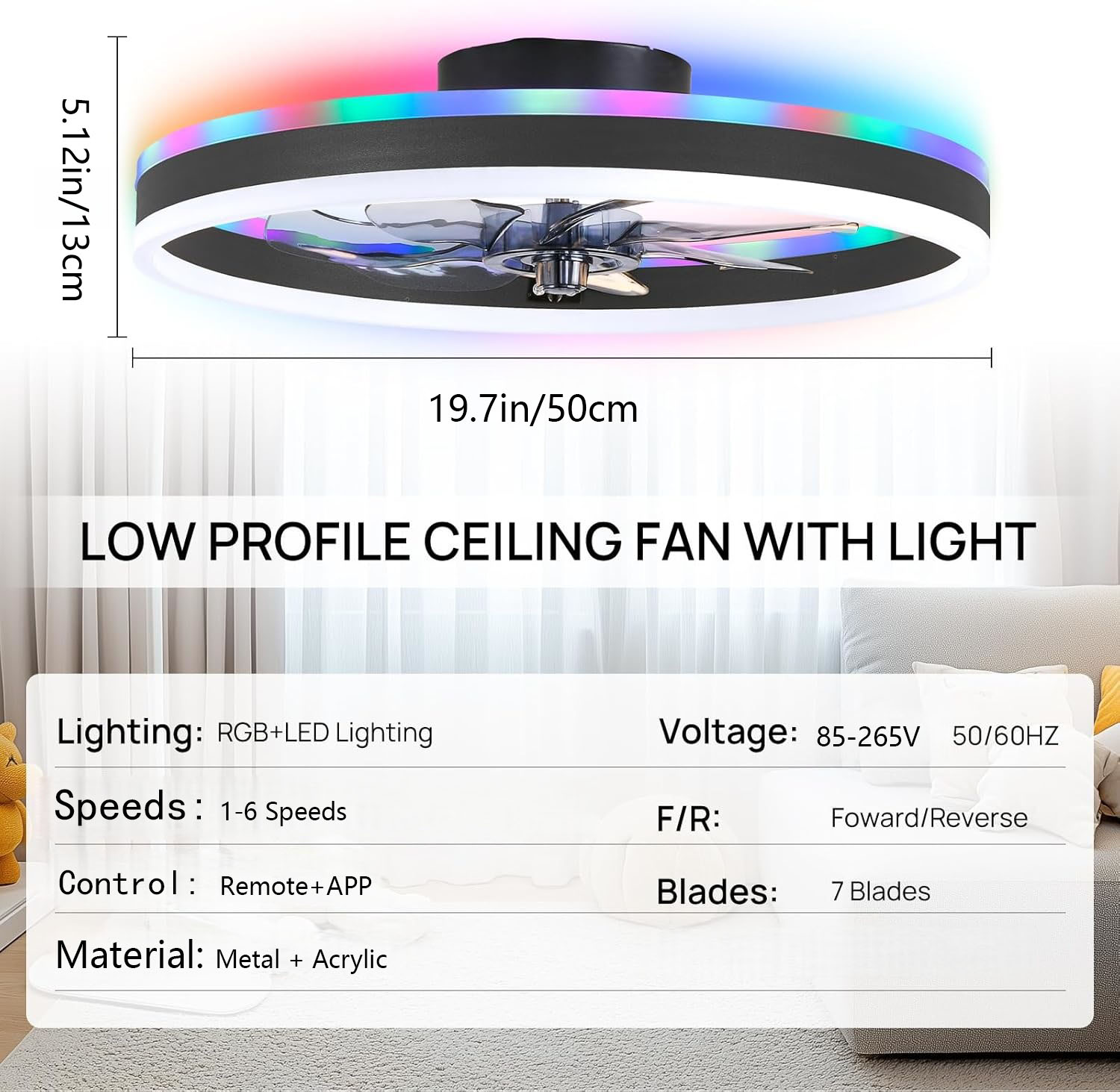 Smart Home Ventilation System - RGB Akıllı Tavan Vantilatörü Işığı 6