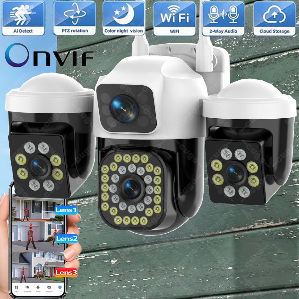 Smart Home Kamera Outdoor - 15MP Güvenlik Kamerası 3-HD Ekranlar Otomatik
