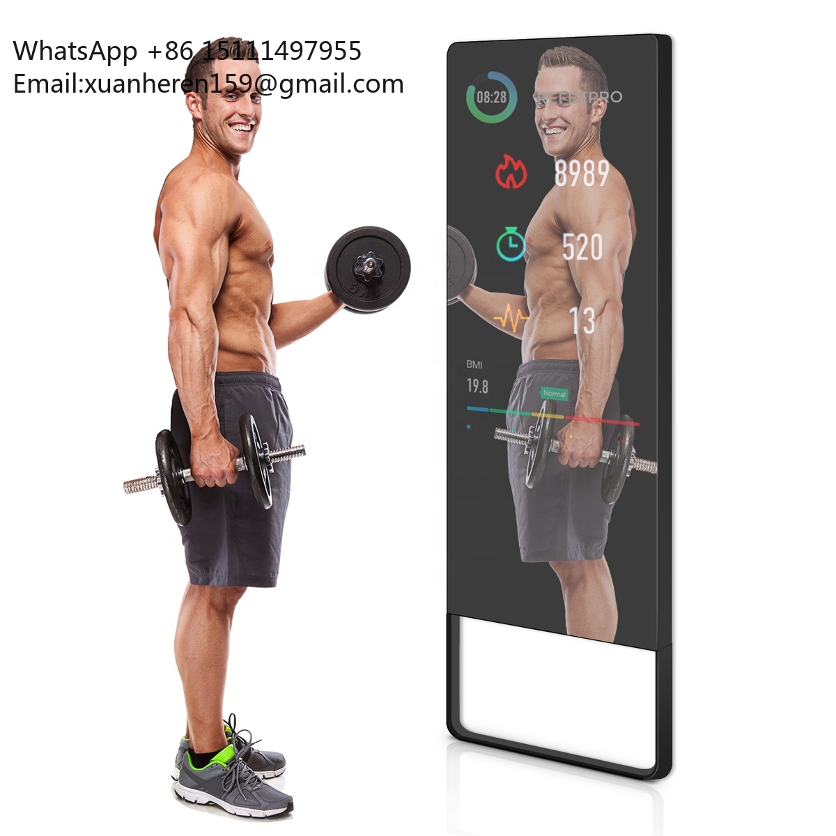 Smart Home Gym Mirror - Dokunmatik Ekranlı Kişisel Antrenör Aynası, Ayaklı